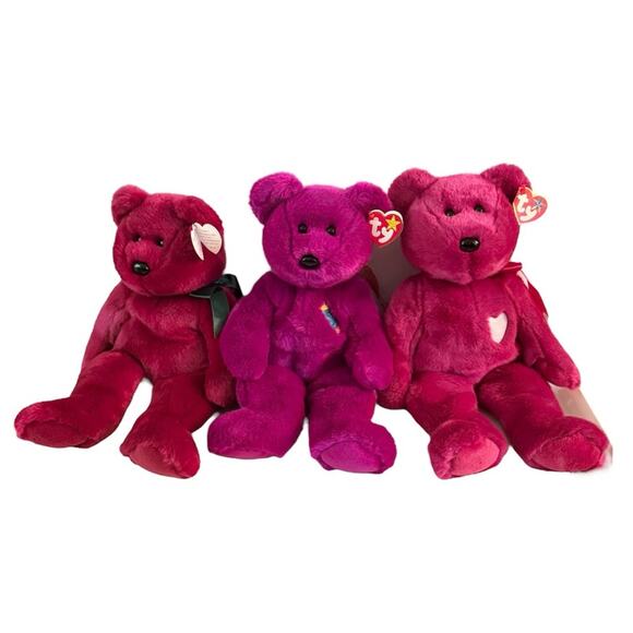 NWT Ty Beanie Babies Bundle of (3) Pink Red Purple Beanie Buddies Large Plush - Picture 1 of 9
